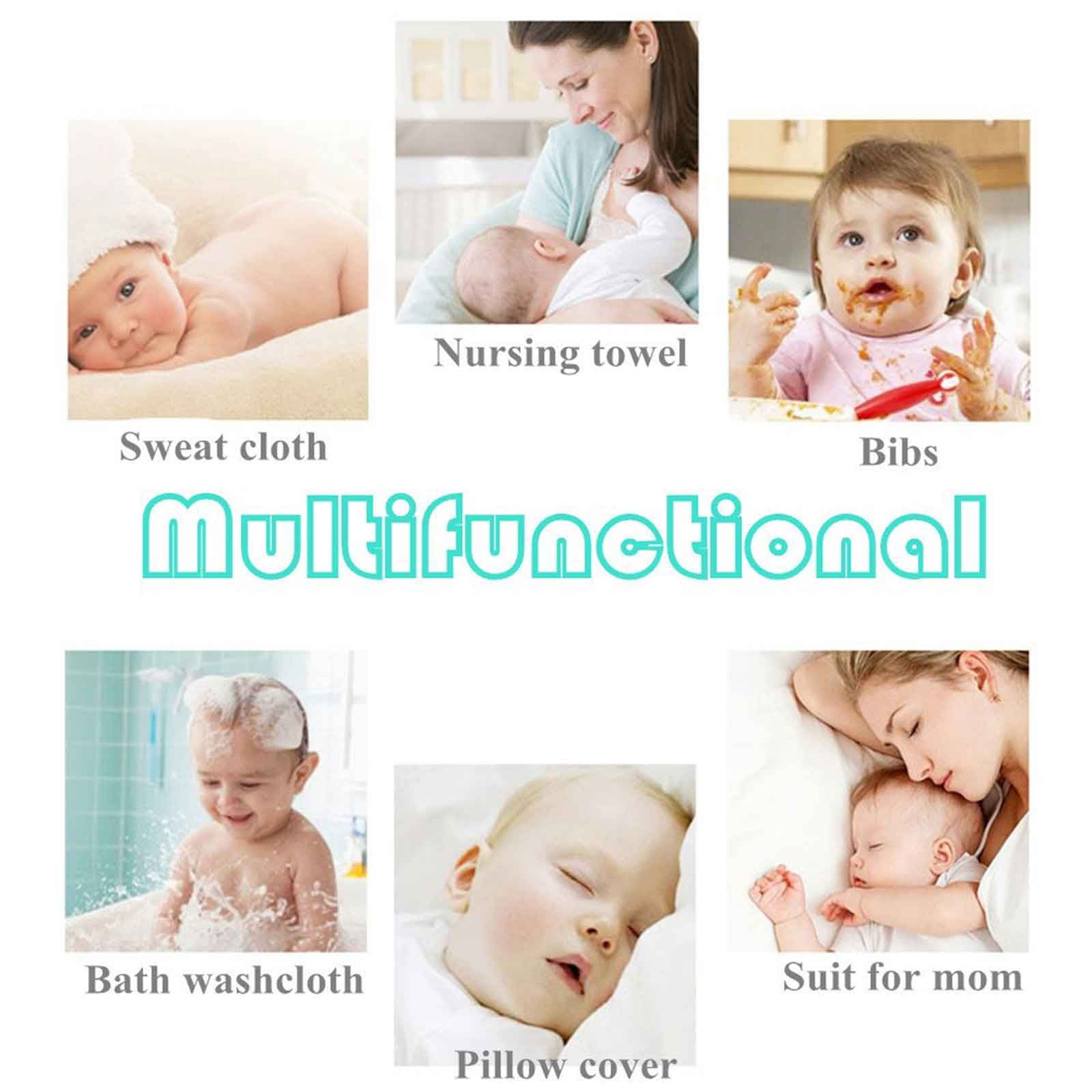 10 Pack Baby Muslin Washcloths - Ultra Soft 6-Layer Organic Cotton Face Towels for Newborns, Gentle Absorbent Wipes for Delicate Skin, Baby Shower Gift & Registry Essential