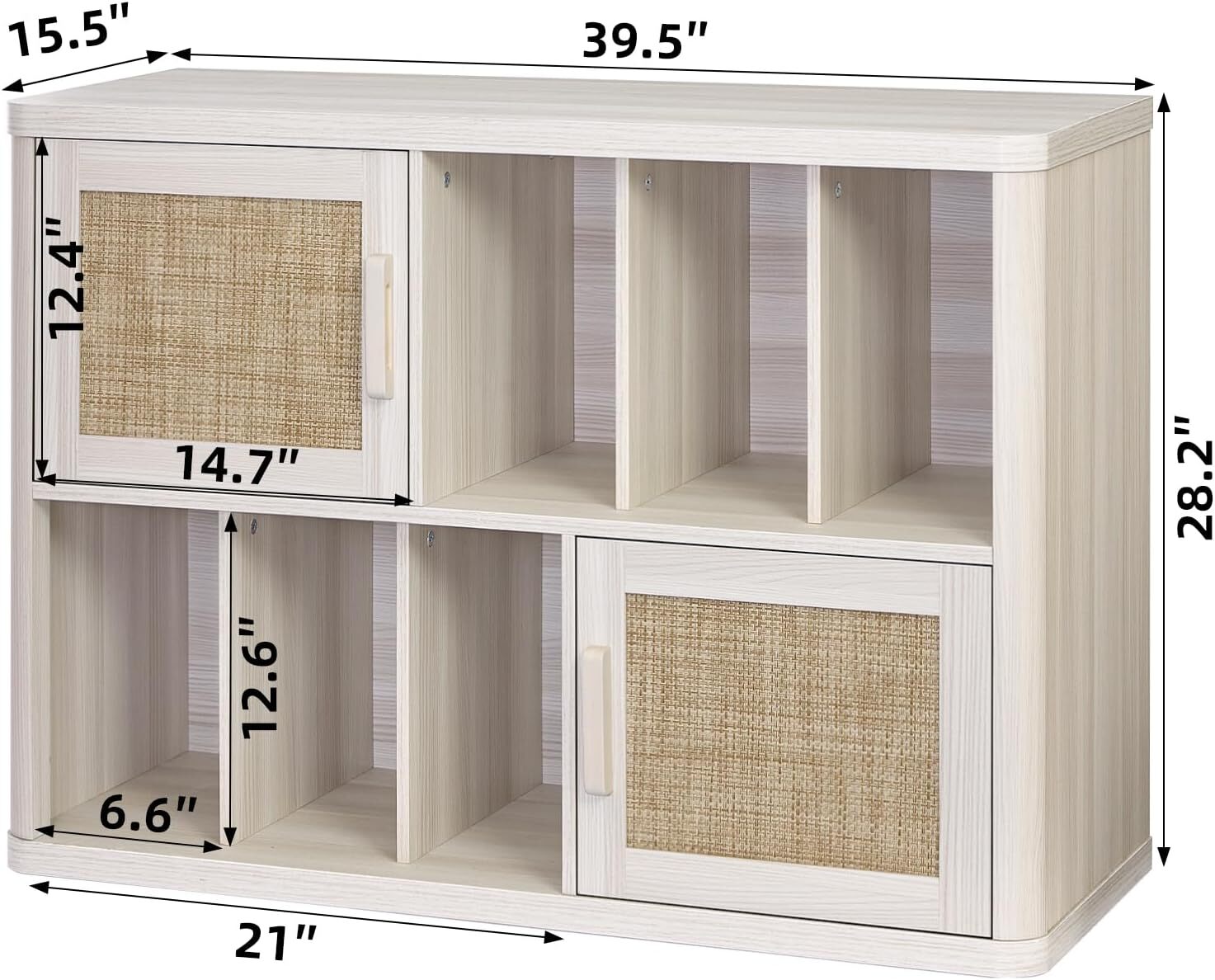 LELELINKY Rattan Record Player Stand, Large Turntables Stand with Vinyl Record Storage Holds up to 450 Albums, Record Player Table for Living Room Office, White