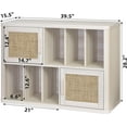 thumbnail image 3 of LELELINKY Rattan Record Player Stand, Large Turntables Stand with Vinyl Record Storage Holds up to 450 Albums, Record Player Table for Living Room Office, White, 3 of 9