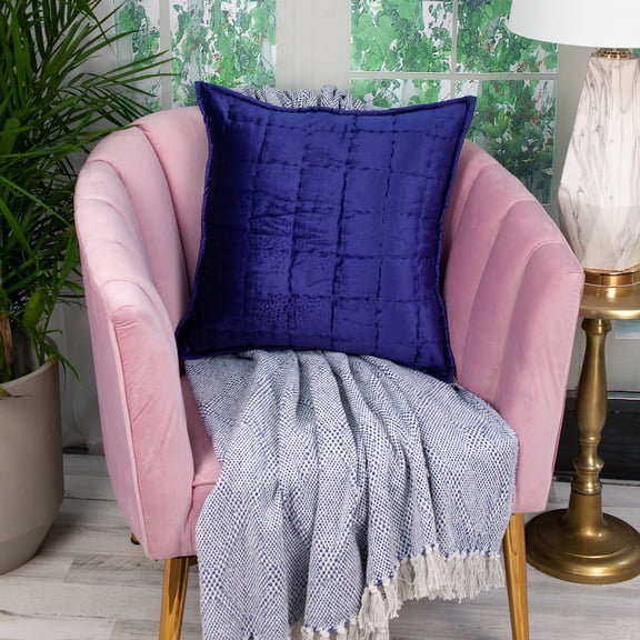 Nassau Collection Quilted Square Stitch Throw Pillow - 20" - Royal Blue