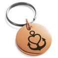 thumbnail image 1 of Stainless Steel Nautical Heart Anchor Engraved Small Medallion Circle Charm Keychain Keyring, 1 of 1