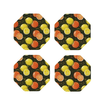 

Tideii Orange Lemon for Leather Coasters 4 Pieces Anti-fouling and Anti-scalding Decorative Coasters Suitable for Restaurants Kitchens Coffee Shops-Octagon