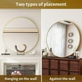 thumbnail image 6 of Round Mirror, 30 inch Circle Mirror with Gold Metal Frame, Hanging Wall Mounted Mirror for Over Sink, Vanity, Bathroom, Bedroom, 6 of 8