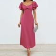 thumbnail image 2 of hotojiny Womens Wedding Guest Dress Ruffle Short Sleeve Fashion Maxi Dress Elegant Evening Party Cocktail Long Dress, 2 of 4
