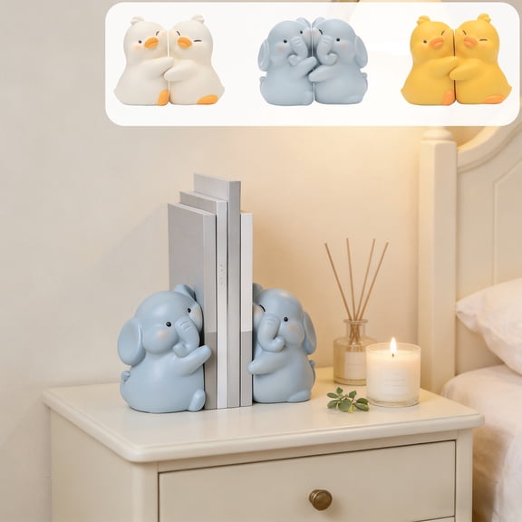 Sentmoon Cute Pet-Shaped Resin Bookends Decorative Book Holder Pair Novelty Animal Design Strong Support for Books Shelves Office Home Study Desk Organization Cute Gift