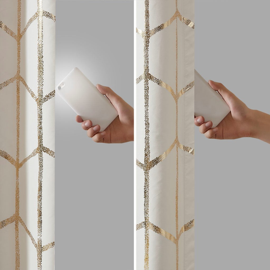 Blackout Metallic Print Grommet Top Curtain Panel (Only 1 Pc Panel)