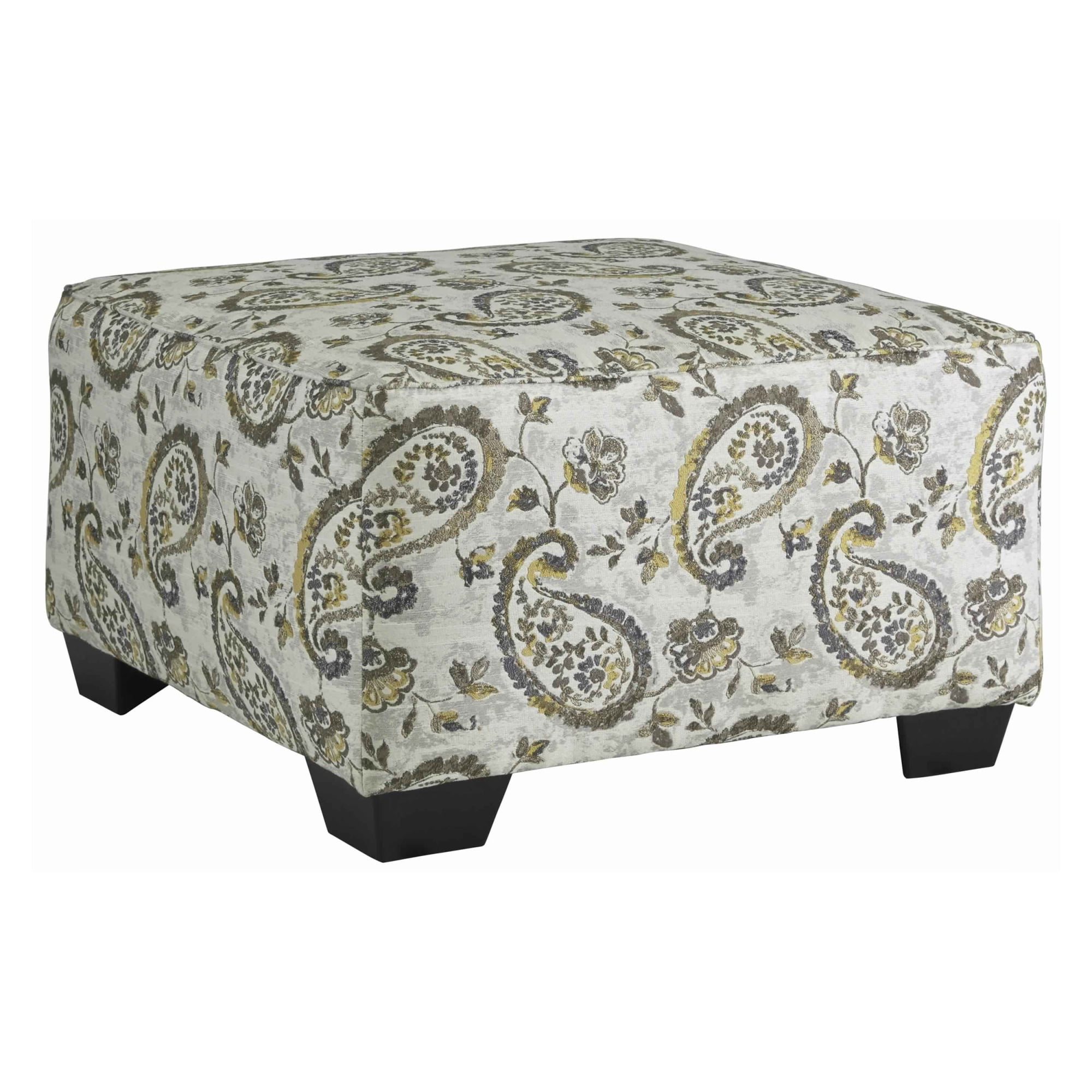 Polyester Upholstered Oversized Ottoman with Paisley Pattern