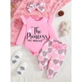 thumbnail image 3 of WIBACKER Princess Has Arrived Newborn Outfit Baby Girl Going Home Outfits Ruffle Ribbed Romper Top Floral Pants Set Fall Winter Clothes, 3 of 10