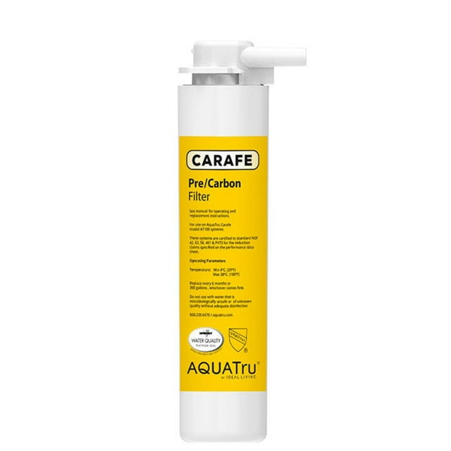 AquaTru Carafe AT100 Filtre Pré/charbon à 2 Étapes / Réduit le Sable, le Limon, les Sédiments, la Rouille et les Particules / le Charbon Activé Réduit le Goût de Chlore et les Odeurs