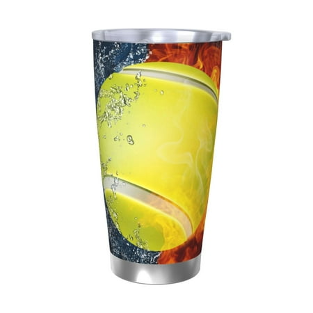 

Bingfone Tennis Ball In Fire And Water for 20 Oz Stainless Steel Travel Mug Double Wall Water Coffee Cup for Home Office Outdoor Works Great for Ice Drinks and Hot Beverage-Without Straw