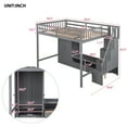 thumbnail image 5 of Euroco Wood Full Size Loft Bed with Desk and Wardrobe, Storage Shelves and Cabinets, Gray, 5 of 13