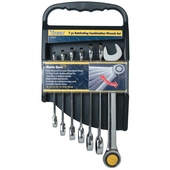 TITAN 7-PC RATCHETING METRIC COMBINATION W