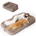 thumbnail image 1 of Cama plegable gigante para perros humanos Bedsure, ortopédica, piel sintética, 1 of 9