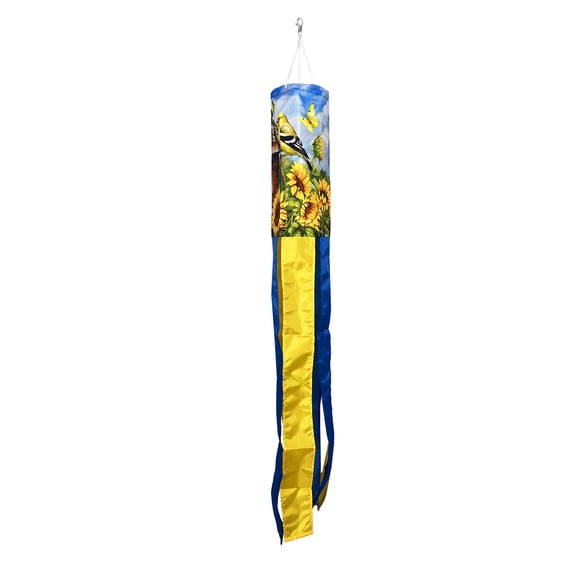 Briarwood Lane Summer Goldfinches and Sunflowers Windsock Wind Twister 40x6 For Summer Wind Spinner