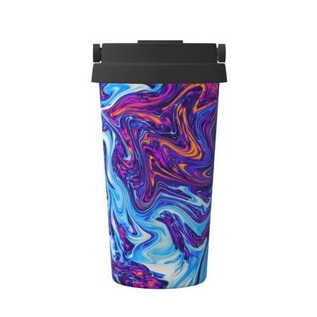 

KLL Swirl Print Blue Purple Pattern Stainless Steel Vacuum Insulated Tumbler - Carry Insulated Coffee Mug - Reusable Insulated Cold Brew Iced Coffee Cup Thermos