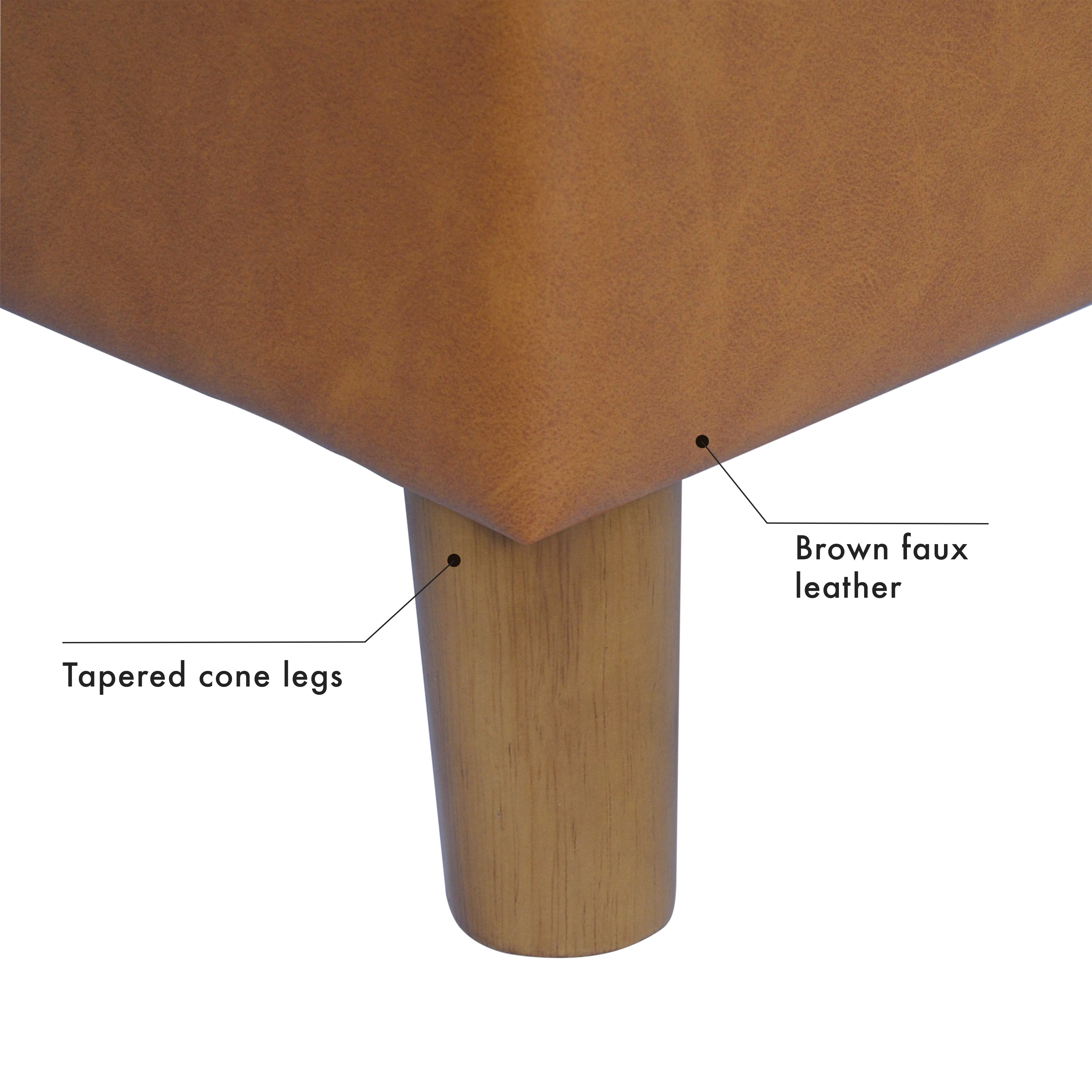 HomePop Dinah Storage Ottoman, Carmel faux leather