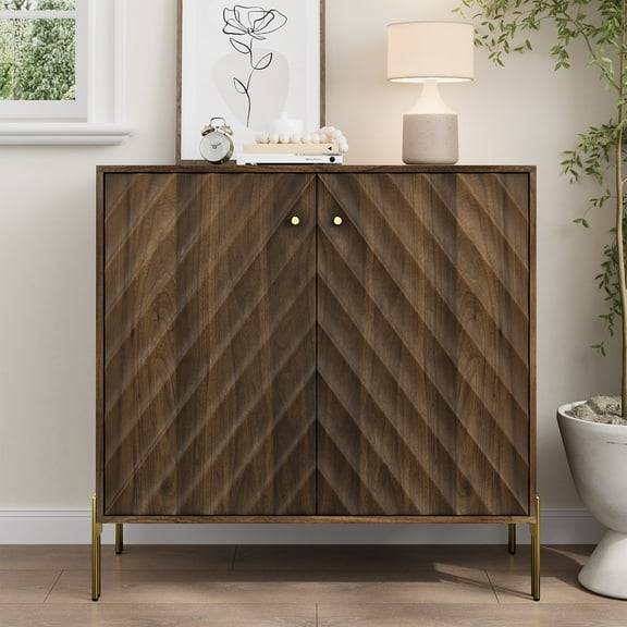 Semiocthome Sideboard Buffet Cabinet, Kitchen Storage Organizer for Dining Room, Walnut