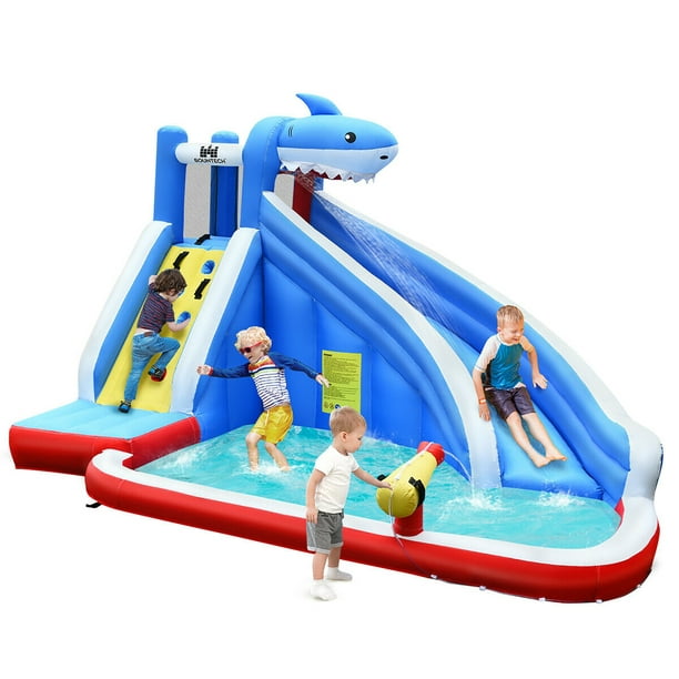 Costway Animal Shaped Bounce House, Castle Splash Water Pool, 12.5′ Inflatable Water Slide