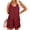 Burgundy, variant on Summer Sleeveless Women Henley Shorts Jumpsuit Waffle Romper with Pocket