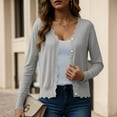 thumbnail image 5 of zaveiop Cardigan Sweaters for Women 2025 Long Sleeve Lightweight Button Down Tops V-Neck Knit Fall Winter Clothes (Grey, L), 5 of 7