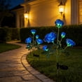 thumbnail image 4 of Solar - Powered Outdoor Artificial Rose Ground Lights, Rubber Material, Multi - Color Led String, Auto On/Off, 29.1", Blue, QFL, 4 of 6