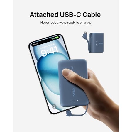 belkin BPB021fqBL BoostCharge 20Wケーブル内蔵 モバイルバッテリー10000mAh ブルー