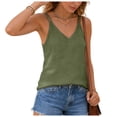 thumbnail image 5 of vigerkar Womens V Neck Spaghetti Strap Tank Tops Dressy Casual Camisole Blouses Sleeveless Loose Cami Basic Tank Shirt (Light Green, S), 5 of 8