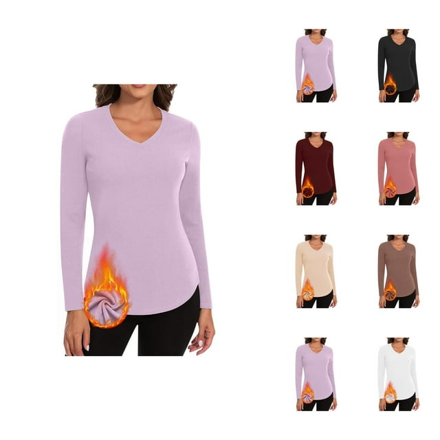 Chemises à Manches Longues pour Femmes Automne Hiver 2026 Col en V Ajusté Respirant T-Shirt