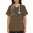 thumbnail image 2 of JGGSPWM Women's Nursing Clothing Solid Color Regular Sleeve Short Sleeve with Pocket Workwear Pullover Top Brown XL, 2 of 4
