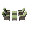 thumbnail image 4 of Meetleisure 6 Piece Wicker Patio Furniture Set, Rattan Chairs with Ottomans, High Back, Deep Seating, Wide Armrest, Thick Cushions for Deck Porch, Green, 4 of 9