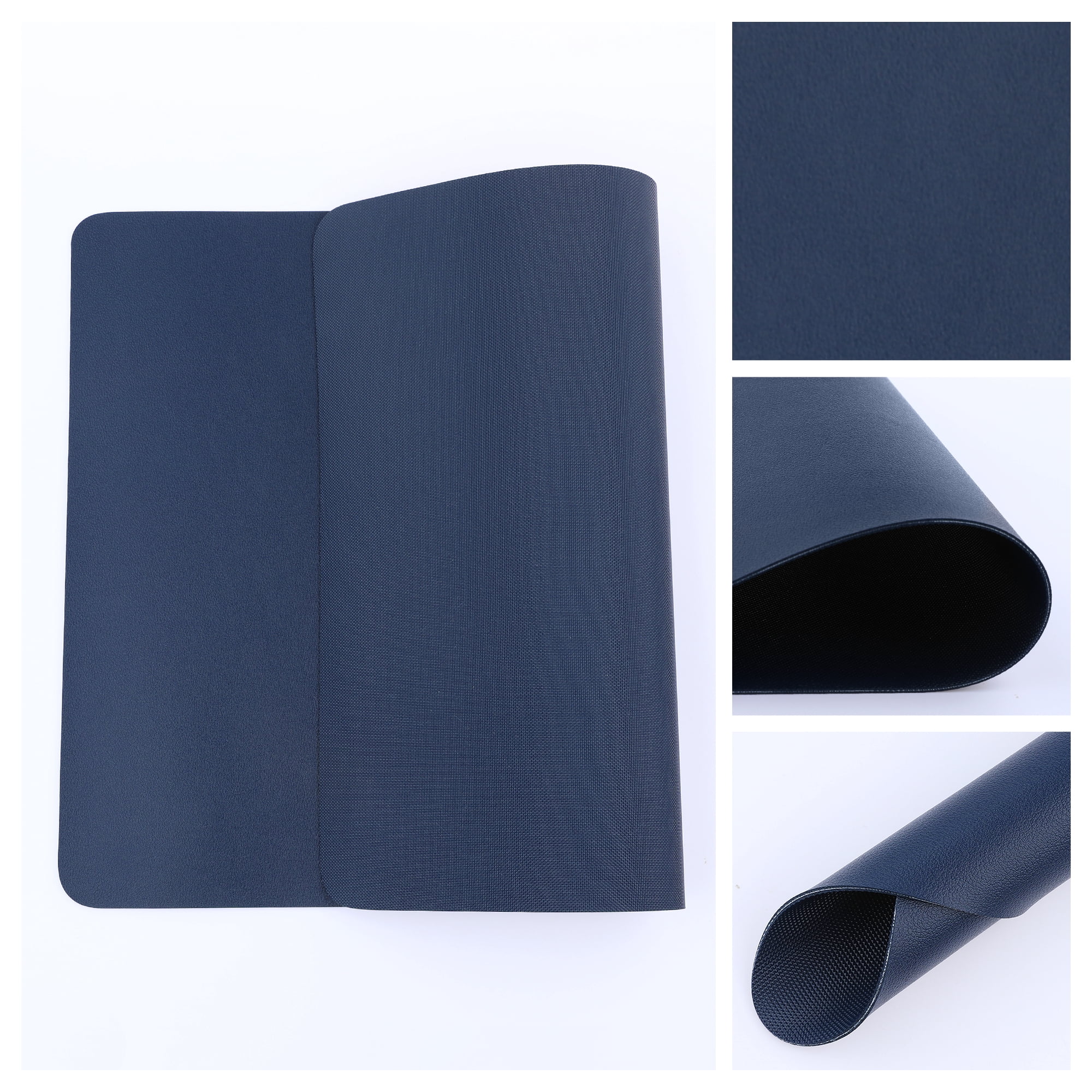 Unique Bargains 6 Pack Faux Leather Placemats for Kitchen Dining Table Decor Dark Blue