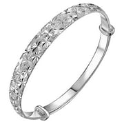 Designice Fashion Women 925 Sterling Silver Adjustable Spark Pattern Bangle Bracelets