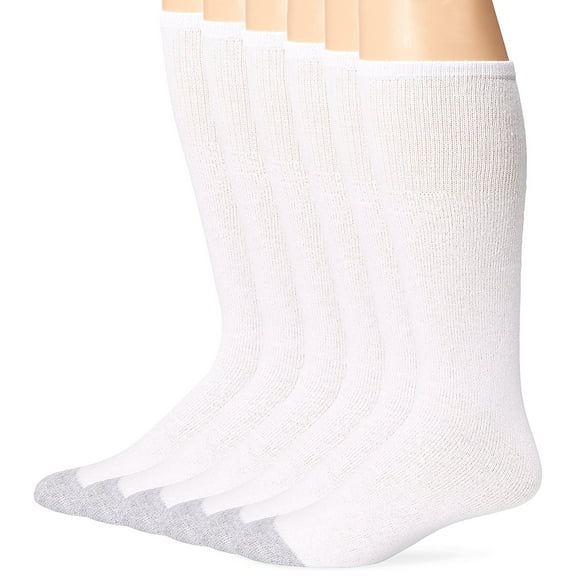 Men`s Core 6 Pack Over the Calf Socks, 6-12, White
