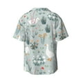 thumbnail image 2 of KLL Goose and Doodle Flowers Print Men's Shirt Short Sleeve Button Down Summer Cuba Beach Shirts- Large, 2 of 7