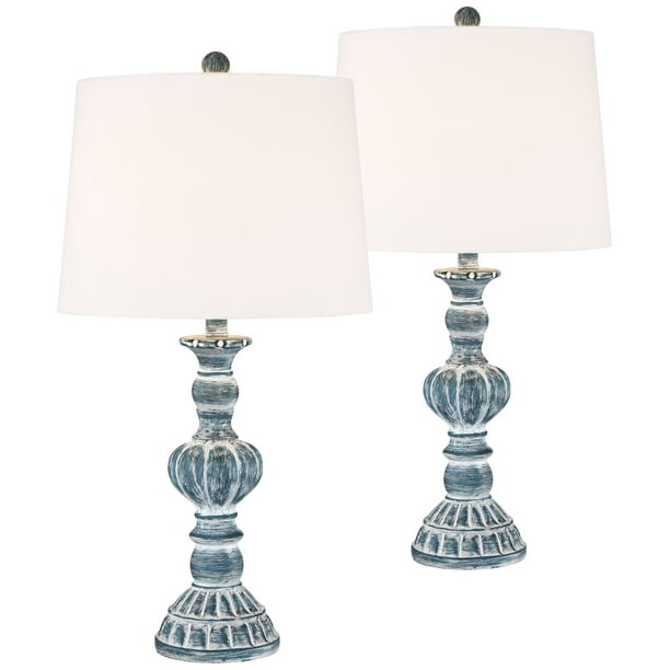 Regency Hill Traditional Table Lamps, Blue Table Lamp Shade