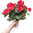 thumbnail image 3 of 4 piezas de flores de geranio rojo artificial Arbusto de geranio falso 38 CM Planta de flor de seda falsa larga para jardinera al aire libre Jardín interior Decoración del hogar JAMW Sencillez, 3 of 5