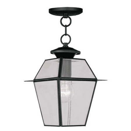

Outdoor Pendants Porch 1 Light With Clear Beveled Glass Black size 7.5 in 100 Watts - World of Crystal