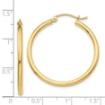 thumbnail image 4 of Real 14kt Yellow Gold Polished 2mm Lightweight Tube Hoop Earrings; for Adults and Teens; for Women and Men, 4 of 4