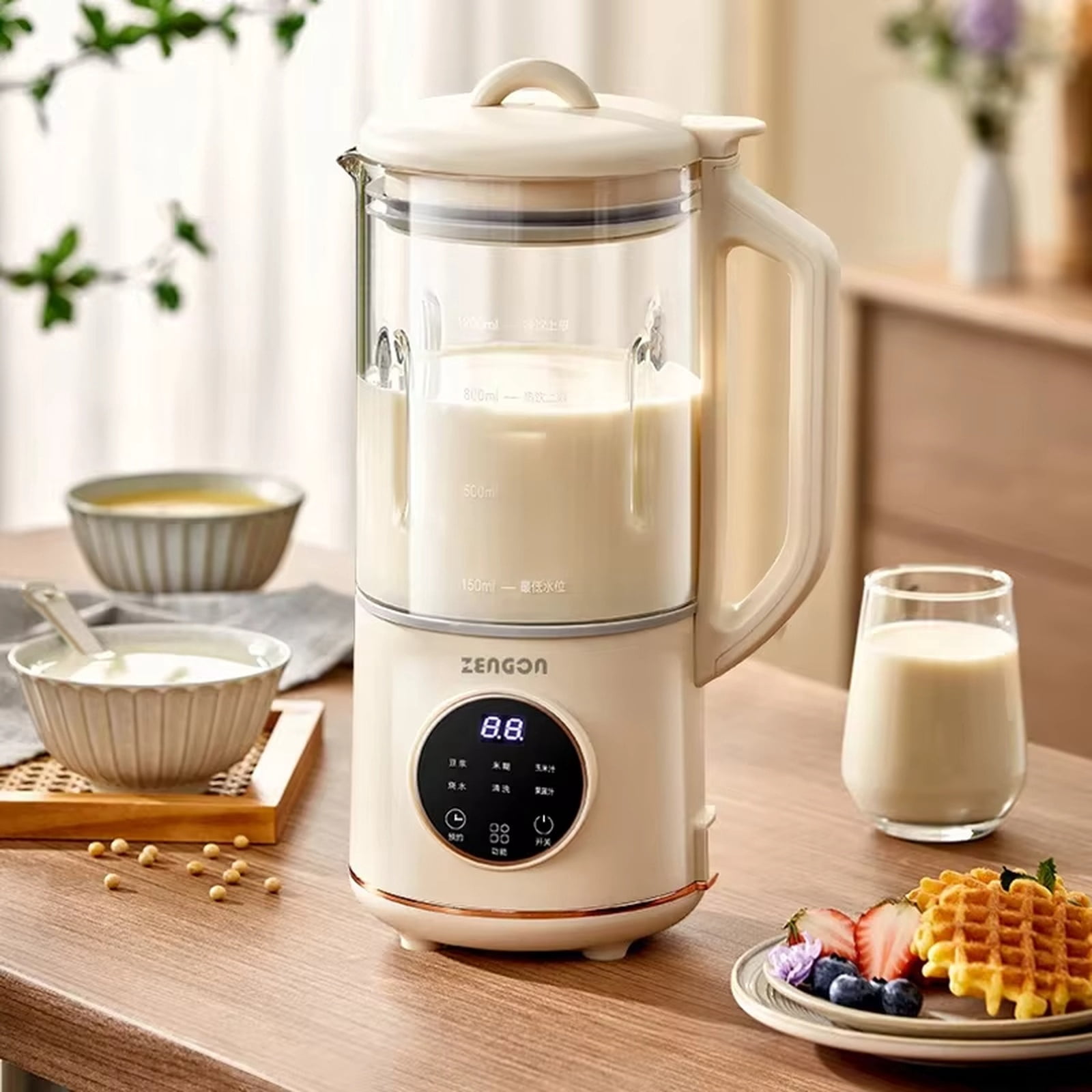 ZENGON Wall-Breaking Blender, Automatic Mini Household Multifunctional Baby Food Processor, No-Filter Mini Soy Milk Maker with Digital Display, for Home, Kitchen, Breakfast, Baby Feeding