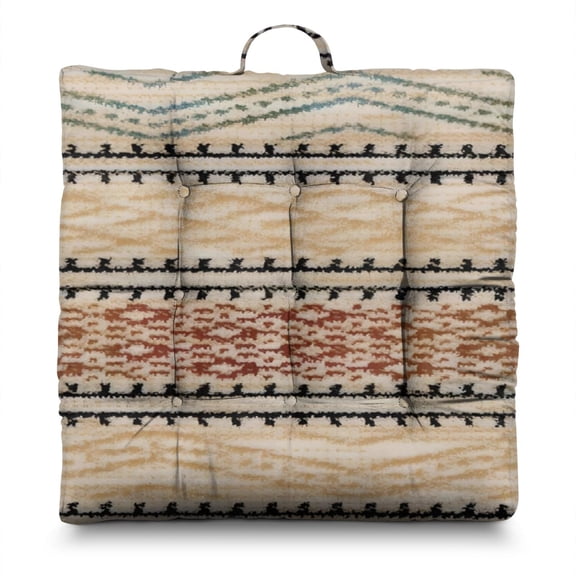 Bohemian Style Meditation Pillow 22x22 Inch Floor Cushion, Colorful Ethnic Print, Plush & Portable for Yoga & Tatami