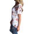 thumbnail image 3 of Nlife T-shirts à Manches Courtes et Col Rond Women Floral Print V Neck, 3 of 4