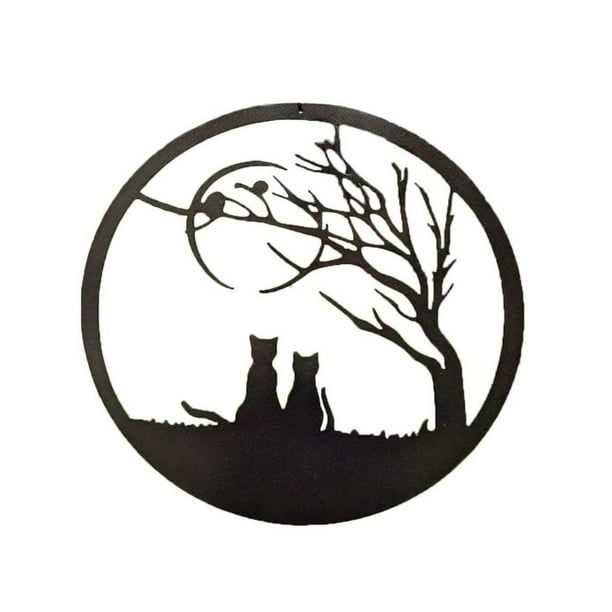 Pared De Metal Zorro Gato Decoración Colgante De Pared Adorno De Animal De Metal Para La Decoración Del Jardín Del Hogar Guardurnaity HA043860-02