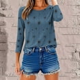 thumbnail image 6 of Ounisa 3/4 Length Sleeve Womens Tops Round Neck Loose Cute Spring Summer Tee Shirts Dressy Casual Print Blouses Tunic, 6 of 9