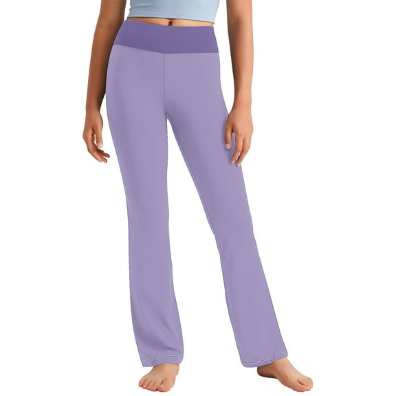 MKOSPLRT Flared Pants for Girl High Waist Yoga Bootcut Pants Butt Lifting Workout Bell Bottom Pants Solid Color Lounge Leggings for 2-13Y