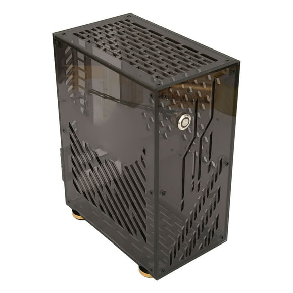 Mini ITX Case 4.3L with Clear Acrylic Panel, 360 Degree Hollowed Holes Cooling, ITX Computer Case, Cushioning Foot Pads Mini PC Case for 1U Power 2.5in SSD