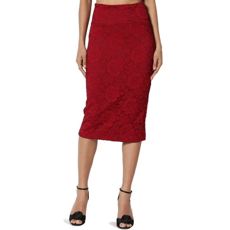 Floral lace overlay pencil skirt cheap
