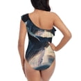 thumbnail image 5 of Pofeuu Dancing Whale Print Women's One Piece Swimsuits One Shoulder Swimwear Asymmetric Ruffle Monokinis Bathing Suits-Medium, 5 of 6