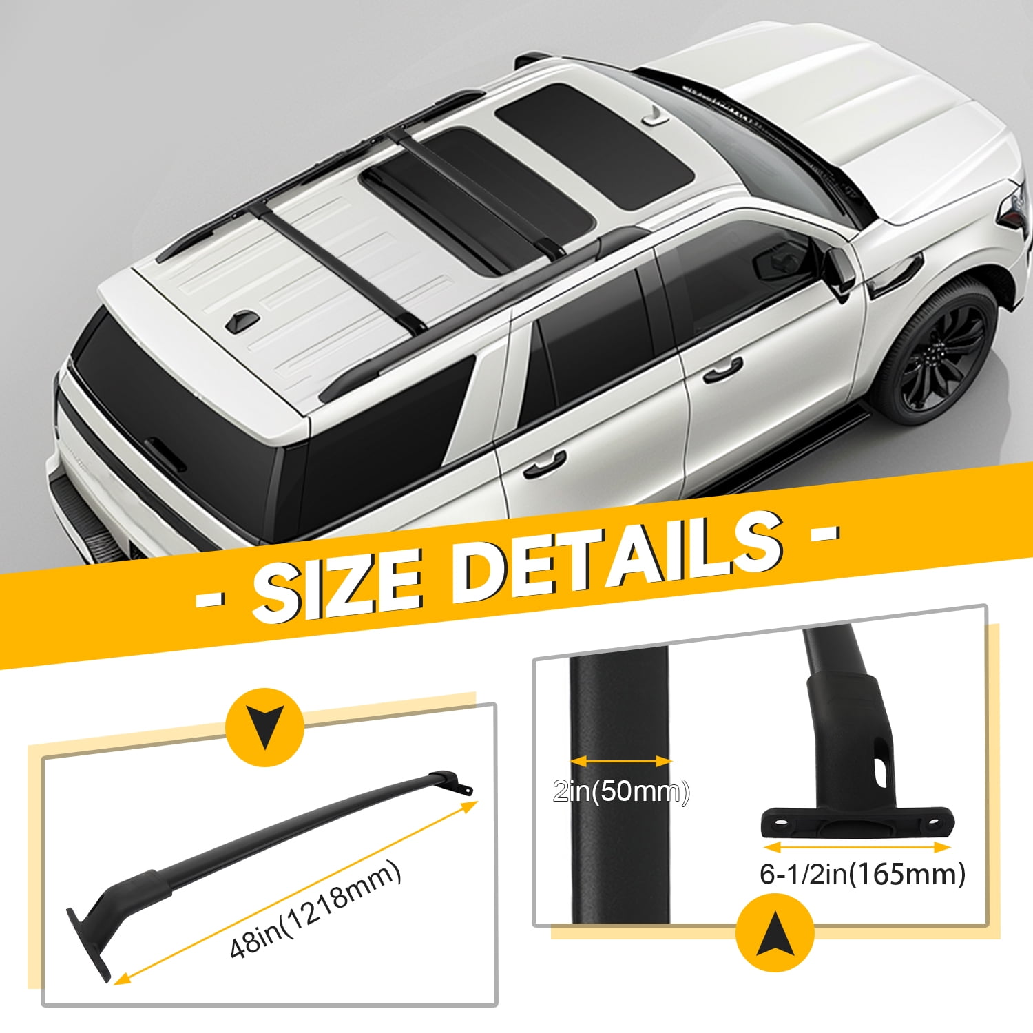Kojem Roof Rack for 2018-2023 Ford Expedition/Lincoln Navigator Cross Bars Luggage Cargo Carrier