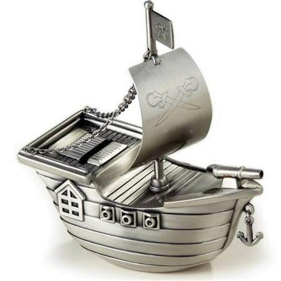 Elegance Heim Concept Pewter Finish Pirate Ship Money Bank