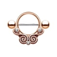 thumbnail image 3 of Nipple Piercing Shield Lace Swirls with Clear CZ Surgical Steel - 1Pair, 3 of 5